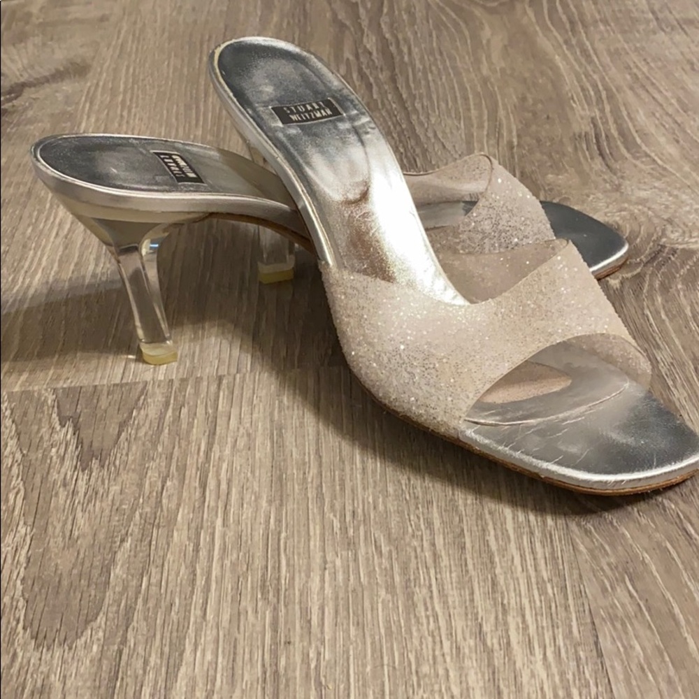 Stuart Weitzman Crystal/Lucite slip-on heels